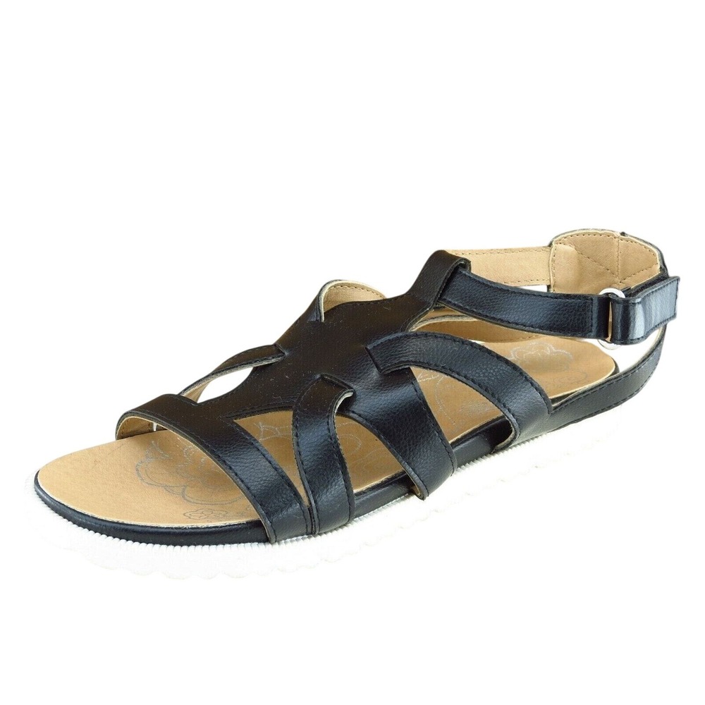 Mootsies Tootsies Sz 6 M Black Gladiator Faux Leather Women Sandals Maki
